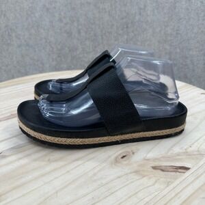 Vince Avani Pebble Leather T-Strap Slide Thong Espadrille Sandals Jute Trim 9